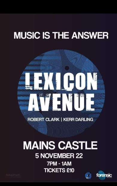 Lexicon Avenue poster, Music is the Answer at Mains Castle, Dundee, 5 November 2022