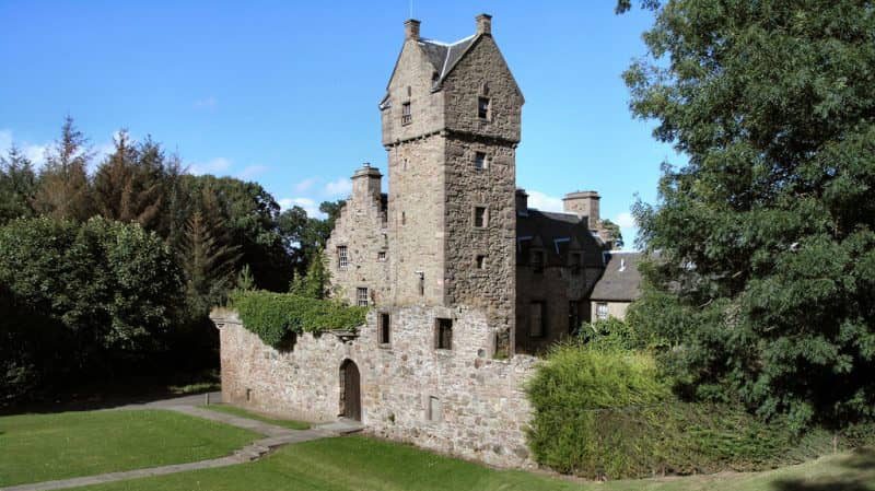 The stone tower of Mains Castle, Dundee