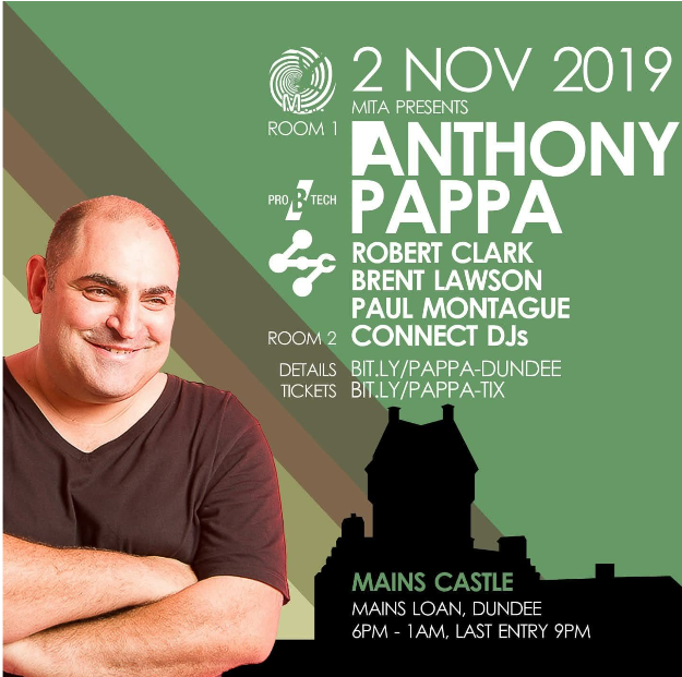 Anthony Pappa poster, Music is the Answer at Mains Castle, Dundee, 2 November 2019